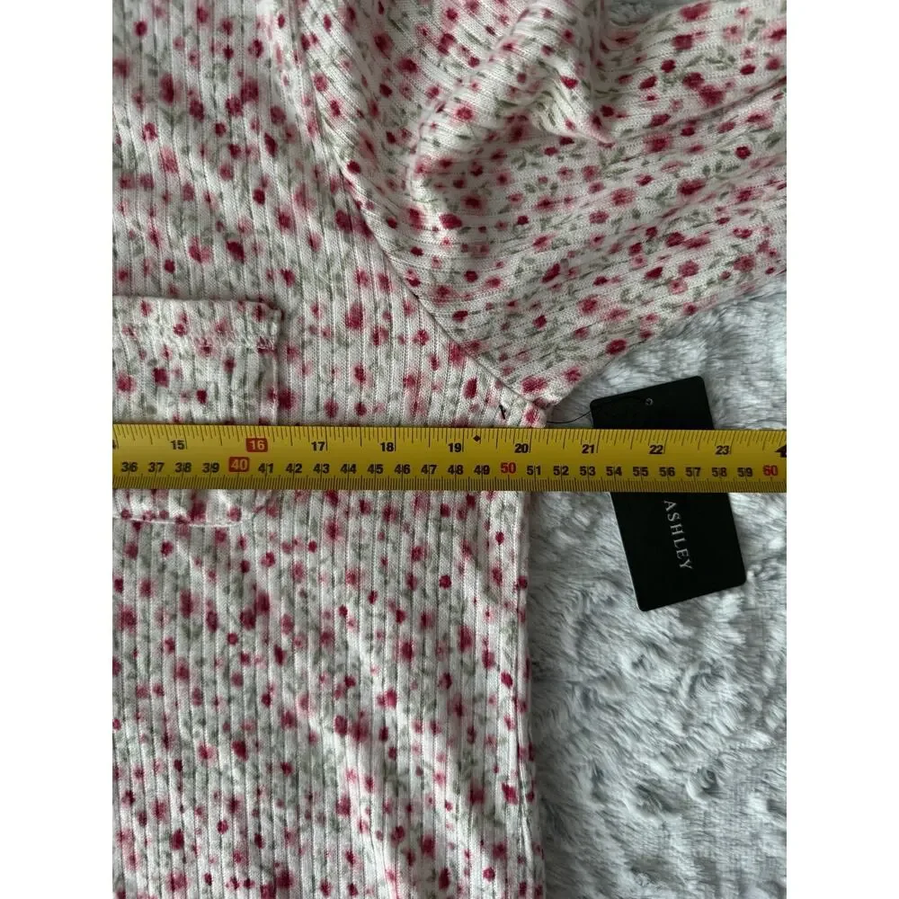 Laura Ashley Womens Top XL Floral Garden Ribbed Long Sleeve Soft Cozy Cottage